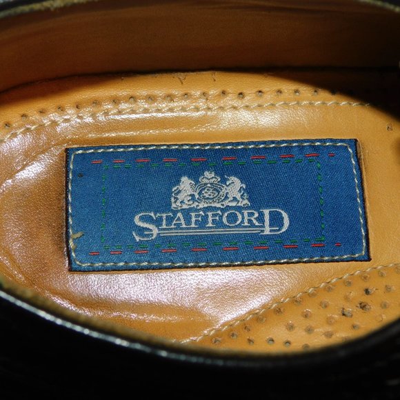Stafford Men\'s Leather Wingtip Cap Toe Dress Shoes Black Size 8 1/2M main image 8